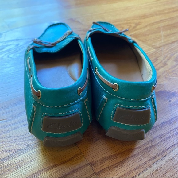 Clarks Artisan Turquoise Leather Slip On Loafer Mules Size 9.5M - Picture 5 of 7